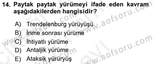 Yaşlı ve Hasta Bakım Hizmetleri Dersi 2018 - 2019 Yılı (Final) Dönem Sonu Sınav Soruları 14. Soru