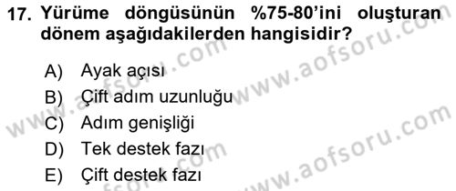 Yaşlı ve Hasta Bakım Hizmetleri Dersi 2018 - 2019 Yılı (Final) Dönem Sonu Sınav Soruları 17. Soru