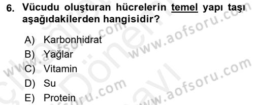 Yaşlı ve Hasta Bakım Hizmetleri Dersi 2018 - 2019 Yılı (Final) Dönem Sonu Sınav Soruları 6. Soru