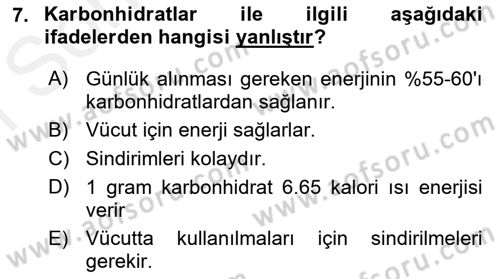 Yaşlı ve Hasta Bakım Hizmetleri Dersi 2018 - 2019 Yılı (Final) Dönem Sonu Sınav Soruları 7. Soru