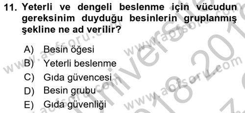 Yaşlı ve Hasta Bakım Hizmetleri Dersi 2018 - 2019 Yılı Yaz Okulu Sınav Soruları 11. Soru