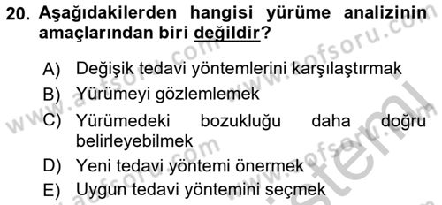Yaşlı ve Hasta Bakım Hizmetleri Dersi 2018 - 2019 Yılı Yaz Okulu Sınav Soruları 20. Soru