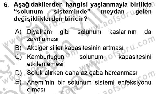 Yaşlı ve Hasta Bakım Hizmetleri Dersi 2018 - 2019 Yılı Yaz Okulu Sınav Soruları 6. Soru