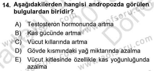 Yaşlı ve Hasta Bakım Hizmetleri Dersi 2019 - 2020 Yılı (Final) Dönem Sonu Sınav Soruları 14. Soru