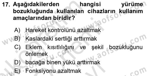 Yaşlı ve Hasta Bakım Hizmetleri Dersi 2019 - 2020 Yılı (Final) Dönem Sonu Sınav Soruları 17. Soru