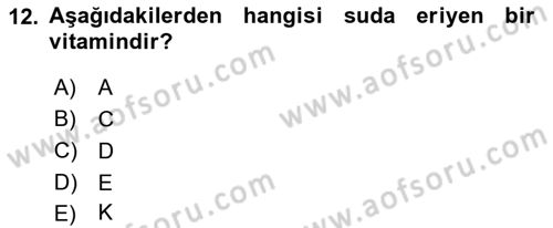 Yaşlı ve Hasta Bakım Hizmetleri Dersi 2020 - 2021 Yılı Yaz Okulu Sınav Soruları 12. Soru