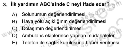 Yaşlı ve Hasta Bakım Hizmetleri Dersi 2020 - 2021 Yılı Yaz Okulu Sınav Soruları 3. Soru