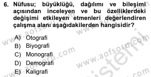 Yaşlı ve Hasta Bakım Hizmetleri Dersi 2020 - 2021 Yılı Yaz Okulu Sınav Soruları 6. Soru