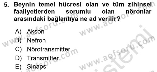 Yaşlı ve Hasta Bakım Hizmetleri Dersi 2021 - 2022 Yılı (Vize) Ara Sınav Soruları 5. Soru