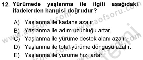 Yaşlı ve Hasta Bakım Hizmetleri Dersi 2021 - 2022 Yılı (Final) Dönem Sonu Sınav Soruları 12. Soru