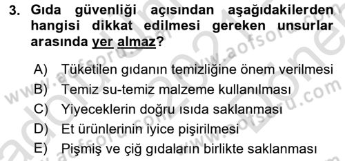 Yaşlı ve Hasta Bakım Hizmetleri Dersi 2021 - 2022 Yılı (Final) Dönem Sonu Sınav Soruları 3. Soru