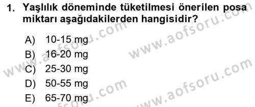 Yaşlı ve Hasta Bakım Hizmetleri Dersi 2021 - 2022 Yılı Yaz Okulu Sınav Soruları 1. Soru