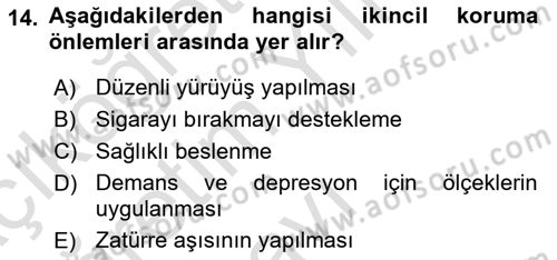 Yaşlı ve Hasta Bakım Hizmetleri Dersi 2021 - 2022 Yılı Yaz Okulu Sınav Soruları 14. Soru
