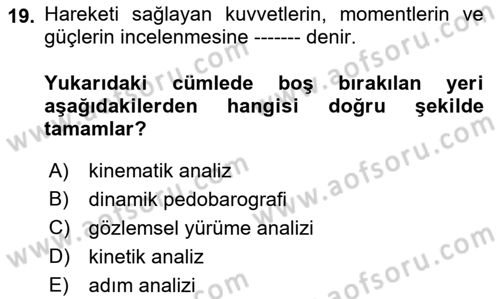 Yaşlı ve Hasta Bakım Hizmetleri Dersi 2021 - 2022 Yılı Yaz Okulu Sınav Soruları 19. Soru
