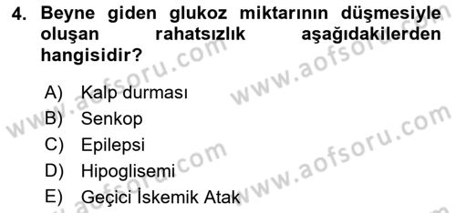Yaşlı ve Hasta Bakım Hizmetleri Dersi 2021 - 2022 Yılı Yaz Okulu Sınav Soruları 4. Soru