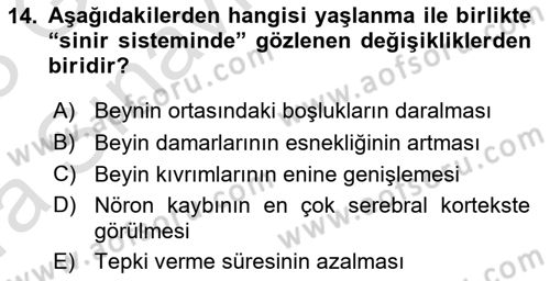 Yaşlı ve Hasta Bakım Hizmetleri Dersi 2022 - 2023 Yılı (Vize) Ara Sınav Soruları 14. Soru