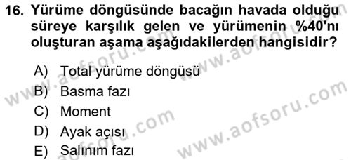 Yaşlı ve Hasta Bakım Hizmetleri Dersi 2022 - 2023 Yılı (Final) Dönem Sonu Sınav Soruları 16. Soru