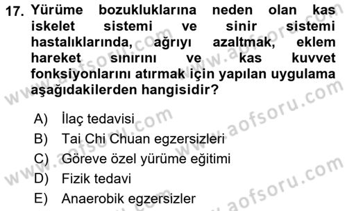 Yaşlı ve Hasta Bakım Hizmetleri Dersi 2022 - 2023 Yılı (Final) Dönem Sonu Sınav Soruları 17. Soru