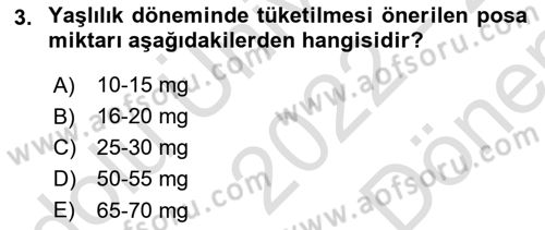 Yaşlı ve Hasta Bakım Hizmetleri Dersi 2022 - 2023 Yılı (Final) Dönem Sonu Sınav Soruları 3. Soru