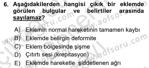 Yaşlı ve Hasta Bakım Hizmetleri Dersi 2022 - 2023 Yılı (Final) Dönem Sonu Sınav Soruları 6. Soru