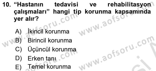 Yaşlı ve Hasta Bakım Hizmetleri Dersi 2022 - 2023 Yılı Yaz Okulu Sınav Soruları 10. Soru
