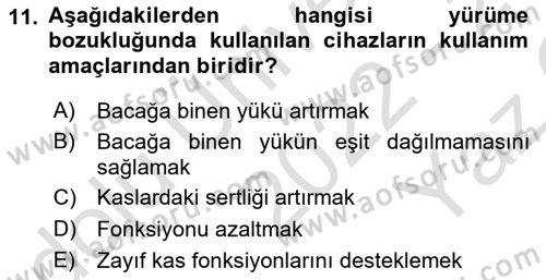 Yaşlı ve Hasta Bakım Hizmetleri Dersi 2022 - 2023 Yılı Yaz Okulu Sınav Soruları 11. Soru