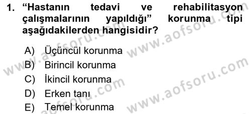 Yaşlı ve Hasta Bakım Hizmetleri Dersi 2023 - 2024 Yılı (Final) Dönem Sonu Sınav Soruları 1. Soru