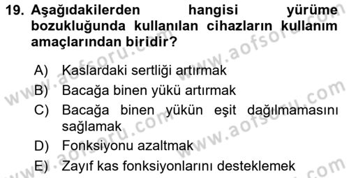 Yaşlı ve Hasta Bakım Hizmetleri Dersi 2023 - 2024 Yılı (Final) Dönem Sonu Sınav Soruları 19. Soru