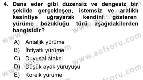 Yaşlı ve Hasta Bakım Hizmetleri Dersi 2023 - 2024 Yılı (Final) Dönem Sonu Sınav Soruları 4. Soru