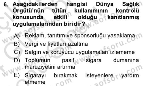 Yaşlı ve Hasta Bakım Hizmetleri Dersi Dönem Sonu Sınavı Deneme Sınav Soruları 6. Soru