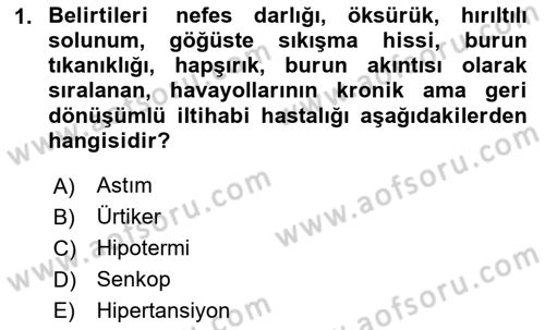Yaşlı ve Hasta Bakım Hizmetleri Dersi 2024 - 2025 Yılı (Final) Dönem Sonu Sınav Soruları 1. Soru