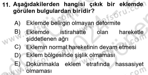 Yaşlı ve Hasta Bakım Hizmetleri Dersi 2024 - 2025 Yılı (Final) Dönem Sonu Sınav Soruları 11. Soru