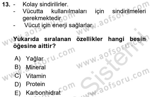 Yaşlı ve Hasta Bakım Hizmetleri Dersi 2024 - 2025 Yılı (Final) Dönem Sonu Sınav Soruları 13. Soru