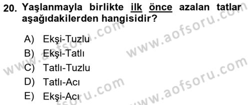 Yaşlı ve Hasta Bakım Hizmetleri Dersi 2024 - 2025 Yılı Yaz Okulu Sınav Soruları 20. Soru