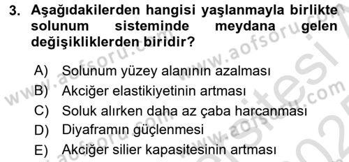 Yaşlı ve Hasta Bakım Hizmetleri Dersi 2024 - 2025 Yılı Yaz Okulu Sınav Soruları 3. Soru