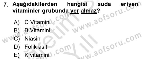 Yaşlı ve Hasta Bakım Hizmetleri Dersi 2024 - 2025 Yılı Yaz Okulu Sınav Soruları 7. Soru