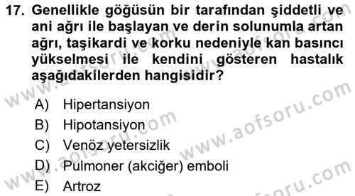 Yaşlı ve Hasta Bakım Hizmetleri Dersi 2025 - 2026 Yılı (Vize) Ara Sınav Soruları 17. Soru