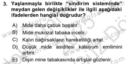 Yaşlı ve Hasta Bakım Hizmetleri Dersi 2025 - 2026 Yılı (Vize) Ara Sınav Soruları 3. Soru