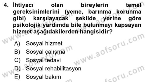 Yaşlı ve Hasta Bakım Hizmetleri Dersi 2025 - 2026 Yılı (Vize) Ara Sınav Soruları 4. Soru