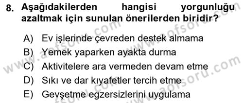 Yaşlı ve Hasta Bakım Hizmetleri Dersi 2025 - 2026 Yılı (Vize) Ara Sınav Soruları 8. Soru