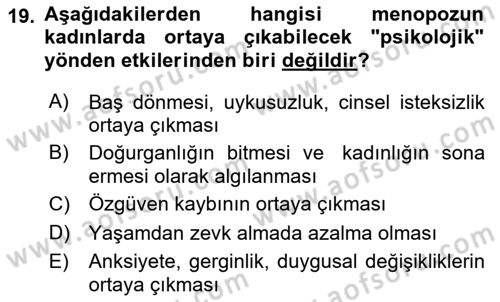 Yaşlı ve Hasta Bakım Hizmetleri Dersi 2025 - 2026 Yılı (Final) Dönem Sonu Sınav Soruları 19. Soru