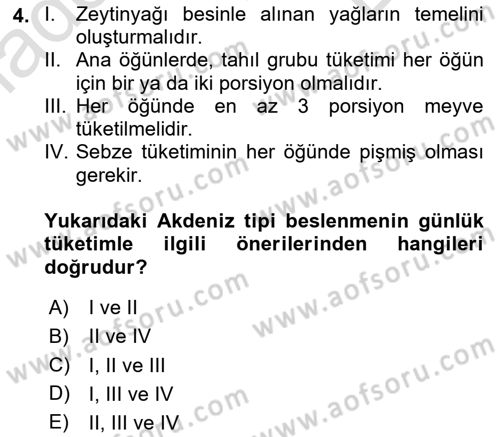 Yaşlı ve Hasta Bakım Hizmetleri Dersi 2025 - 2026 Yılı (Final) Dönem Sonu Sınav Soruları 4. Soru