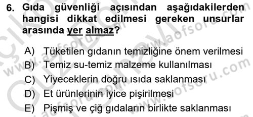 Yaşlı ve Hasta Bakım Hizmetleri Dersi 2025 - 2026 Yılı (Final) Dönem Sonu Sınav Soruları 6. Soru