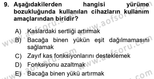 Yaşlı ve Hasta Bakım Hizmetleri Dersi 2025 - 2026 Yılı (Final) Dönem Sonu Sınav Soruları 9. Soru