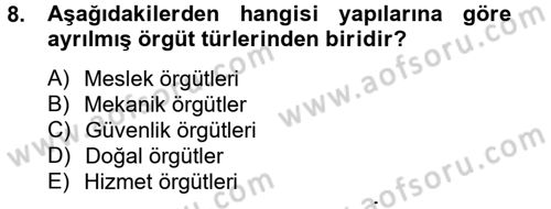 Sosyal Hizmet Yönetimi Dersi 2012 - 2013 Yılı (Vize) Ara Sınav Soruları 8. Soru