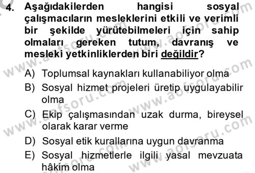 Sosyal Hizmet Yönetimi Dersi 2013 - 2014 Yılı (Vize) Ara Sınavı 4. Soru