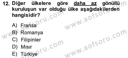 Sosyal Hizmet Yönetimi Dersi 2013 - 2014 Yılı (Final) Dönem Sonu Sınav Soruları 12. Soru