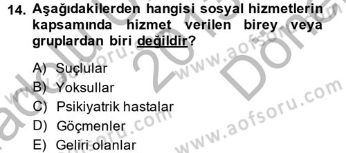 Sosyal Hizmet Yönetimi Dersi 2013 - 2014 Yılı (Final) Dönem Sonu Sınav Soruları 14. Soru