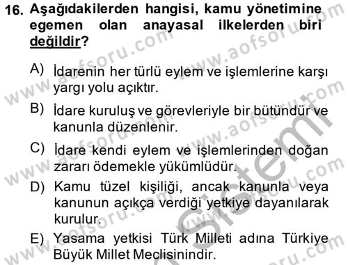 Sosyal Hizmet Yönetimi Dersi 2013 - 2014 Yılı (Final) Dönem Sonu Sınav Soruları 16. Soru