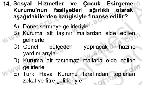 Sosyal Hizmet Yönetimi Dersi 2013 - 2014 Yılı Tek Ders Sınav Soruları 14. Soru